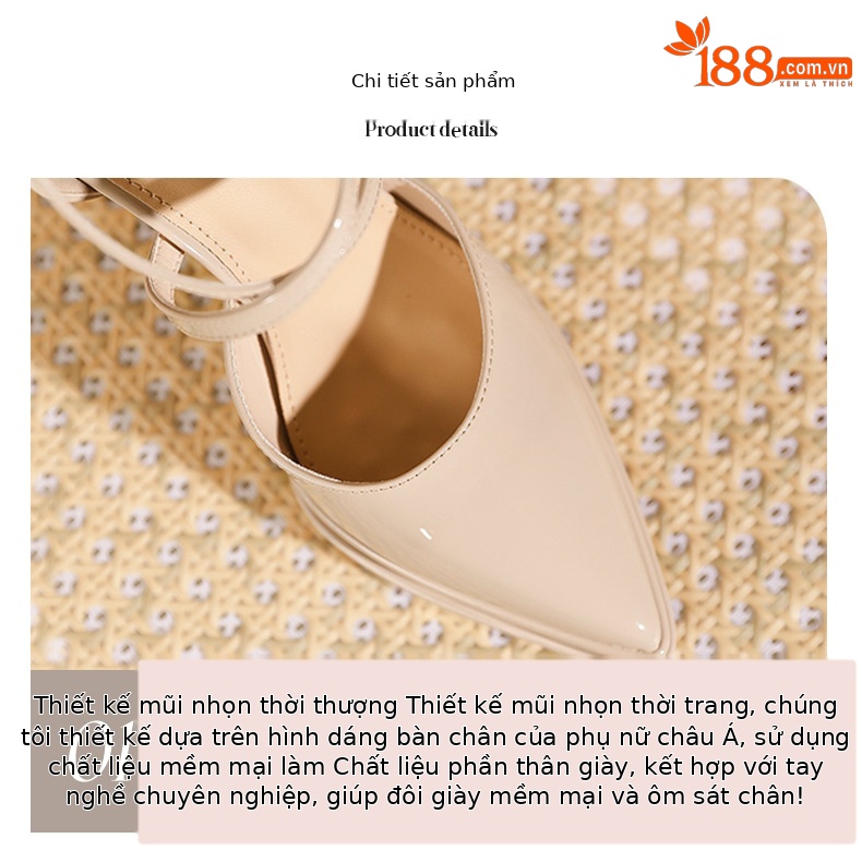 Sandal cao gót nữ mũi nhọn quai chéo đế platform gót 11 cm — Màu nude - 11cm chi tiết 3