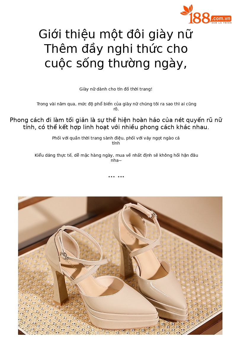 Sandal cao gót nữ mũi nhọn quai chéo đế platform gót 11 cm — Màu nude - 11cm chi tiết 2