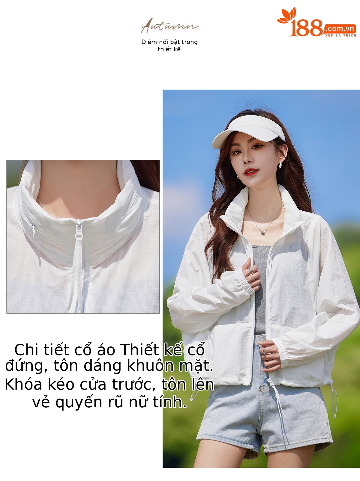 Áo chống nắng nữ dáng dài rộng rãi thoải mái mùa hè 2025 phong cách thời trang nhẹ — màu xanh nhạt, màu tím nhạt, màu trắng chi tiết 8