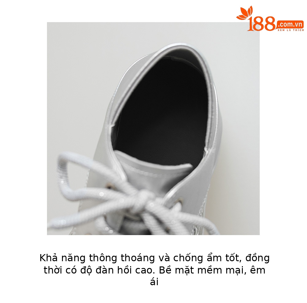 Giày sneaker nữ chunky đế dày 8cm, kiểu dáng lỗ thoáng khí, phối màu bạc — màu đen, bạc chi tiết 7