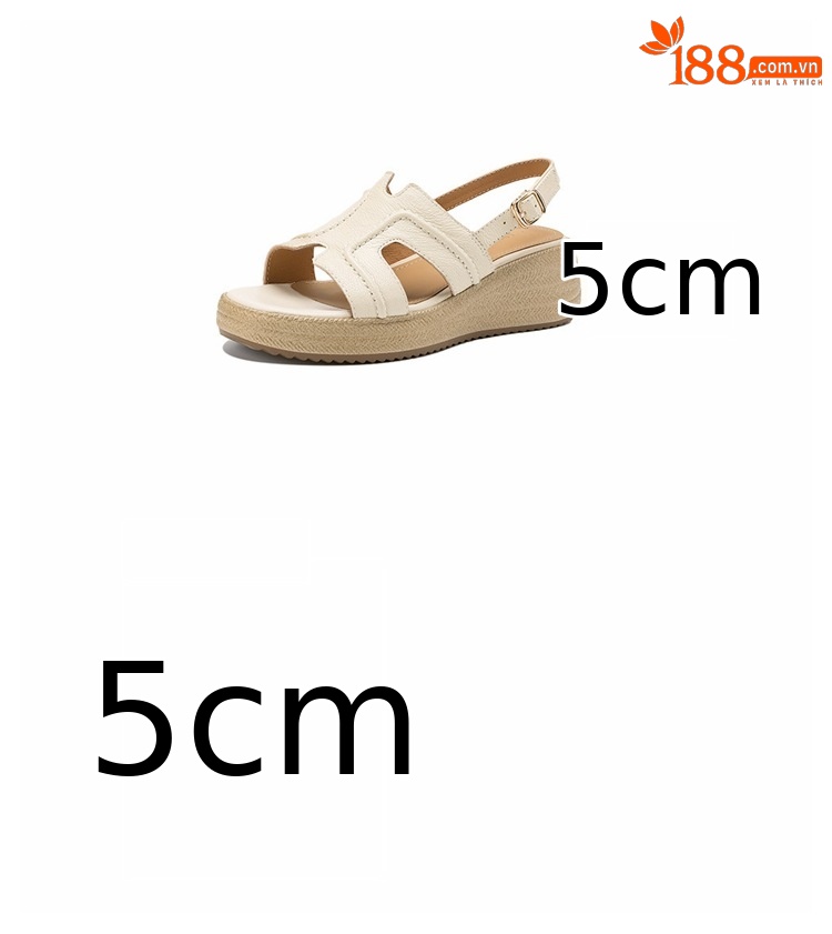 Sandal nữ quai chữ V đế dày mũi tròn hở ngón chân — màu trắng ngà chi tiết 2