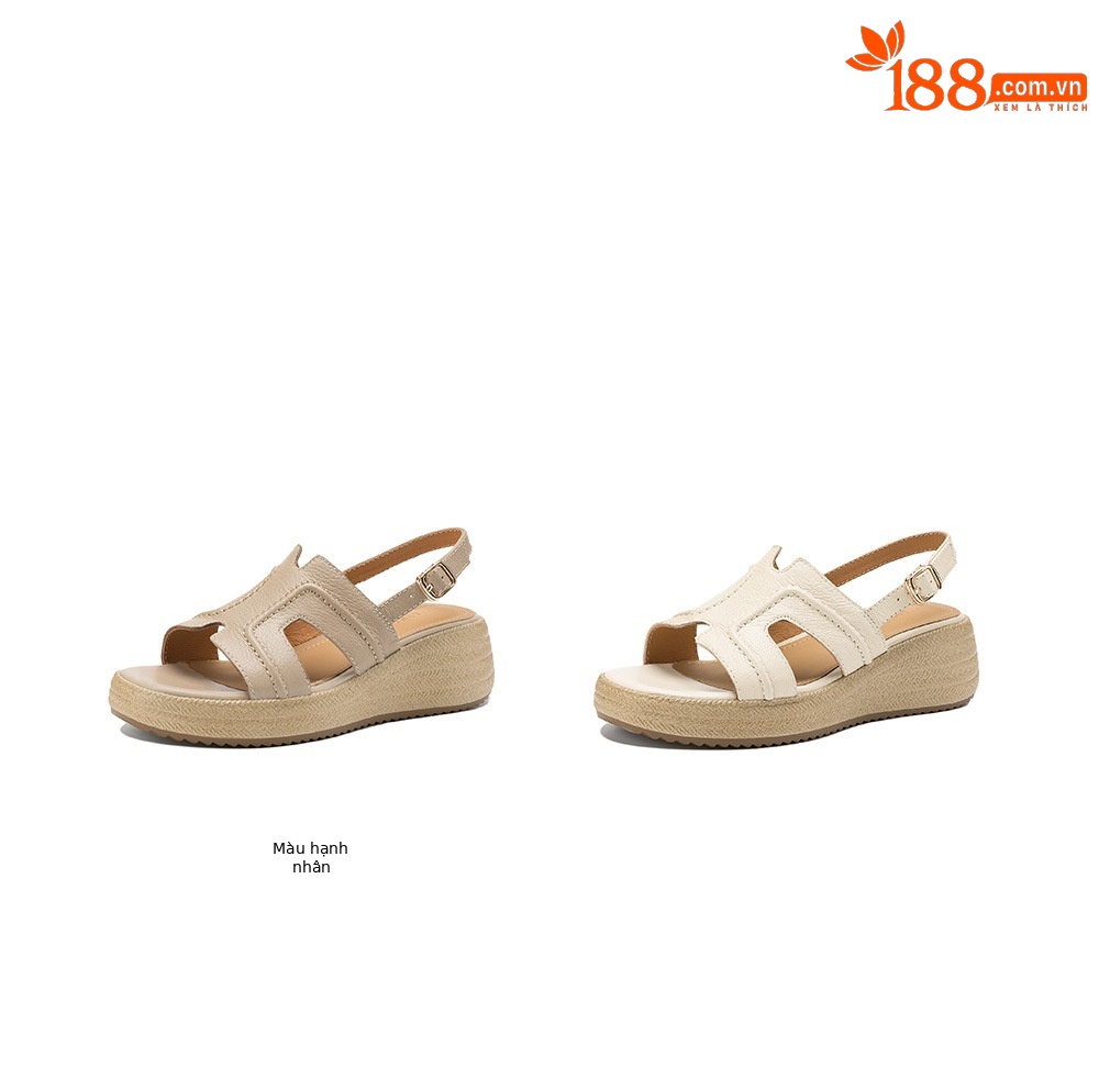 Sandal nữ quai chữ V đế dày mũi tròn hở ngón chân — màu trắng ngà chi tiết 3