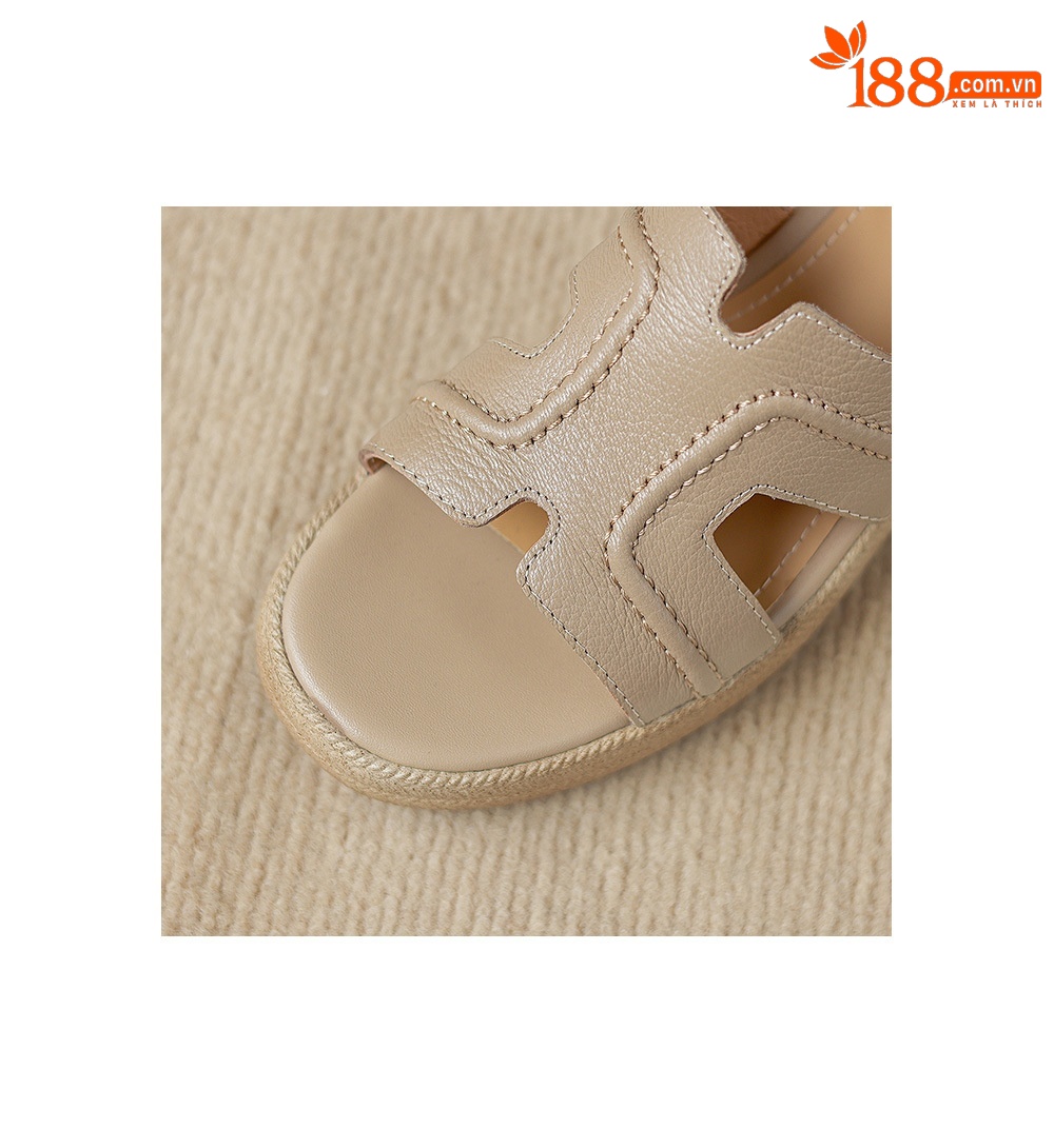 Sandal nữ quai chữ V đế dày mũi tròn hở ngón chân — màu trắng ngà chi tiết 21