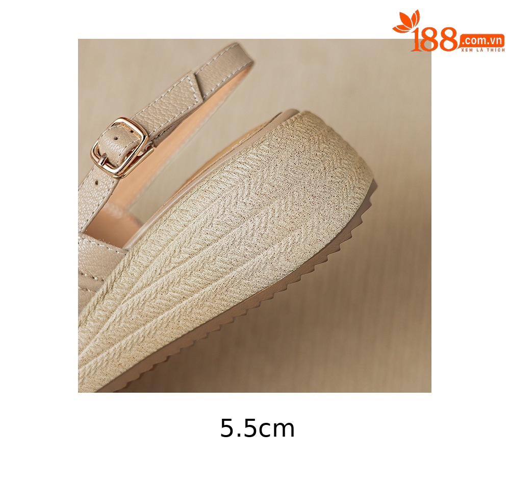 Sandal nữ quai chữ V đế dày mũi tròn hở ngón chân — màu trắng ngà chi tiết 22