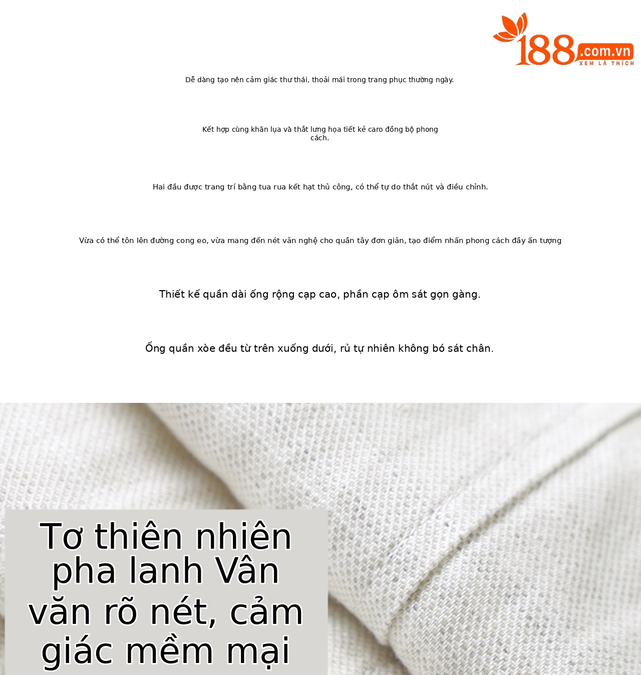 Quần culottes nữ ống rộng chất liệu linen phối dây rút cạp — màu sắc chi tiết 3