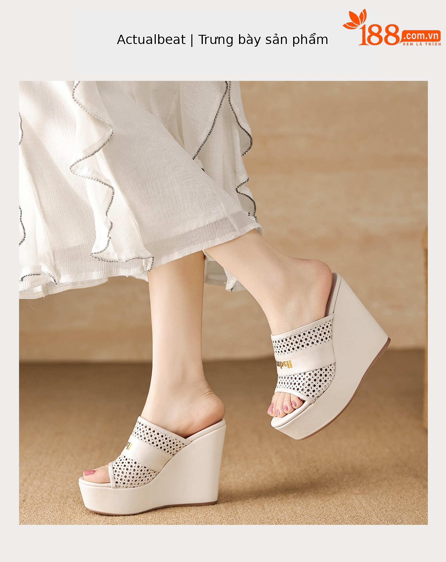 Sandal cao gót nữ hở mũi quai ngang đế xuồng da bò — màu đen, màu trắng ngà chi tiết 10