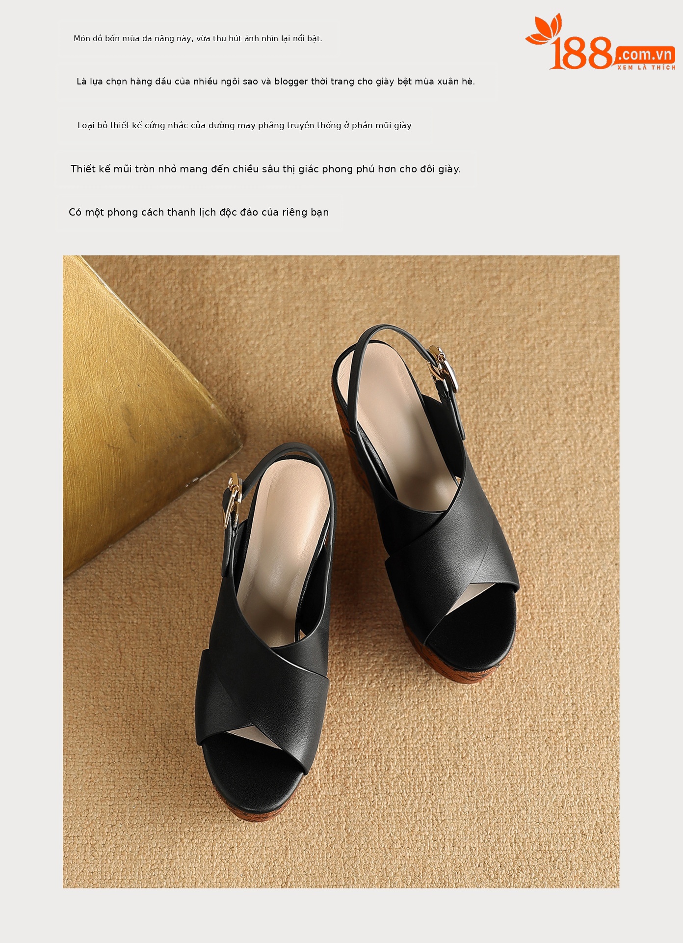 Sandal cao gót nữ mũi hở quai chéo đế xuồng platform gót 9 cm — màu đen, màu trắng ngà chi tiết 4