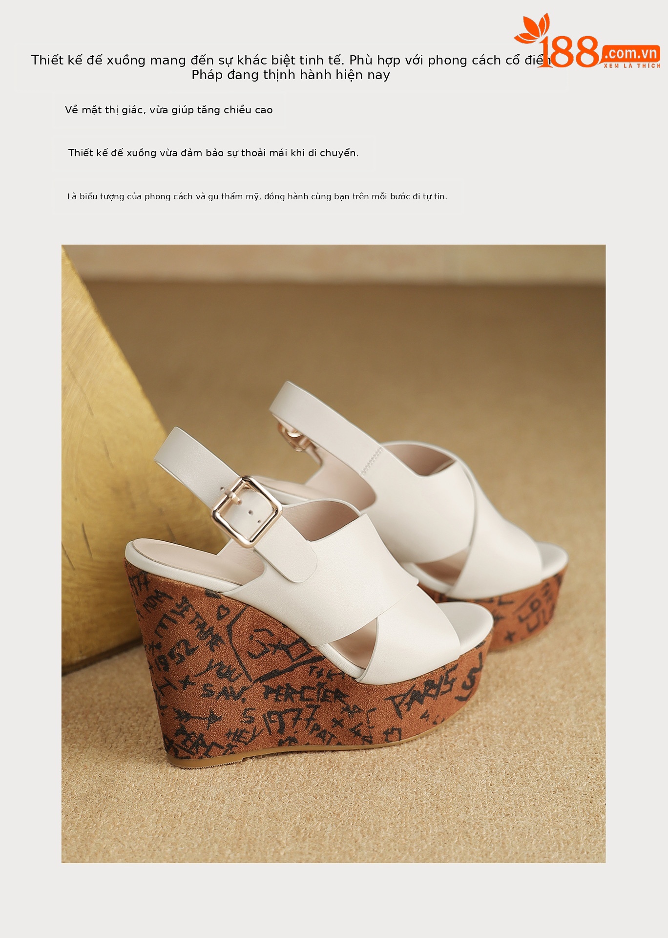Sandal cao gót nữ mũi hở quai chéo đế xuồng platform gót 9 cm — màu đen, màu trắng ngà chi tiết 5