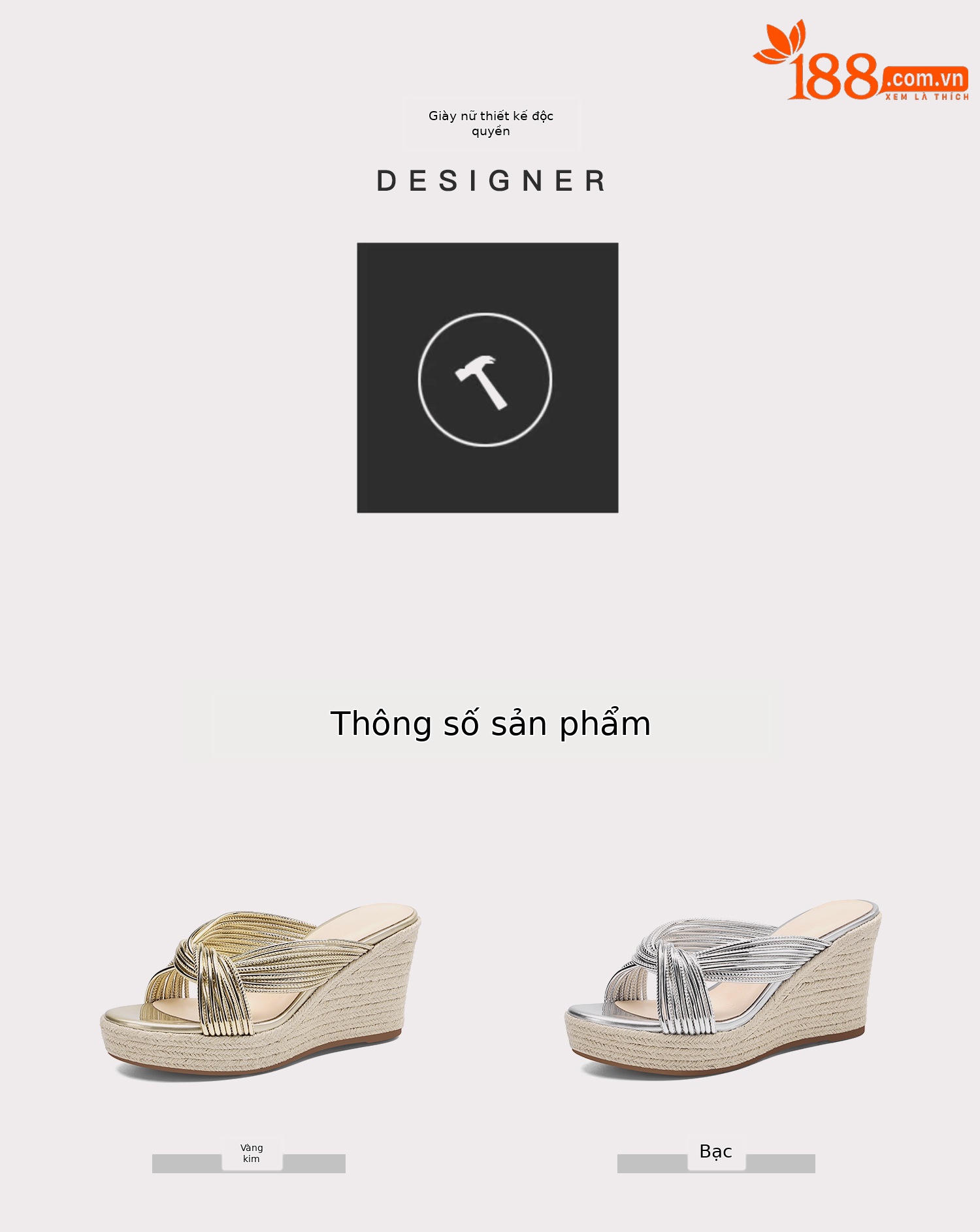 Sandal cao gót nữ đế đan rơm quai chéo bạc hở mũi phong cách Tân Trung Hoa — màu vàng, bạc chi tiết 2