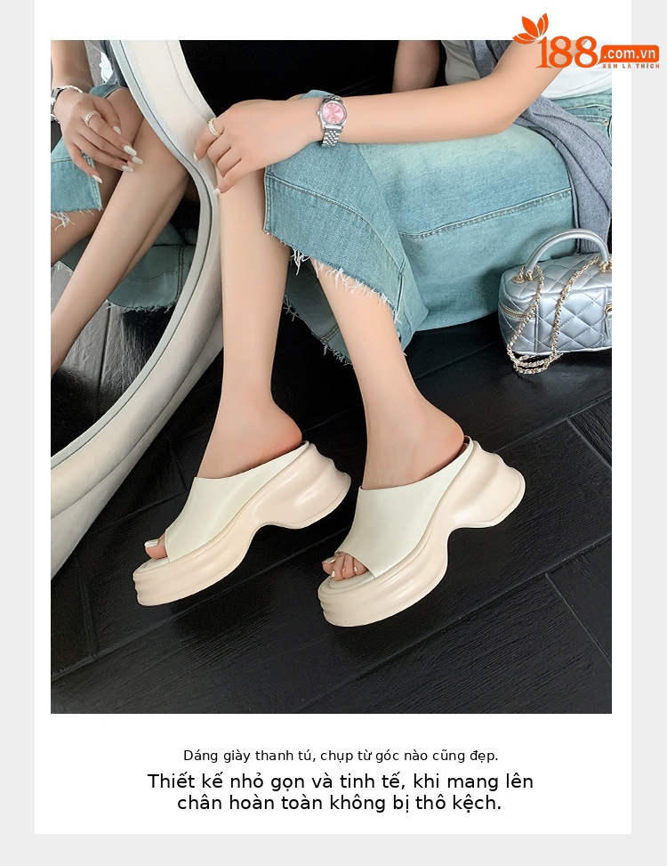 Dép sandal xỏ ngón đế bệt nữ phong cách trẻ trung, mũi hở, đế dày êm chân — màu đen, màu trắng ngà, bạc chi tiết 9