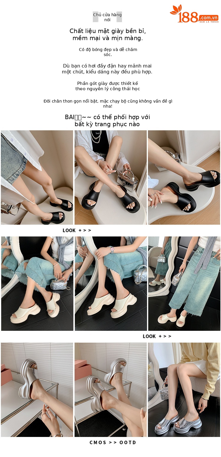 Dép sandal xỏ ngón đế bệt nữ phong cách trẻ trung, mũi hở, đế dày êm chân — màu đen, màu trắng ngà, bạc chi tiết 2