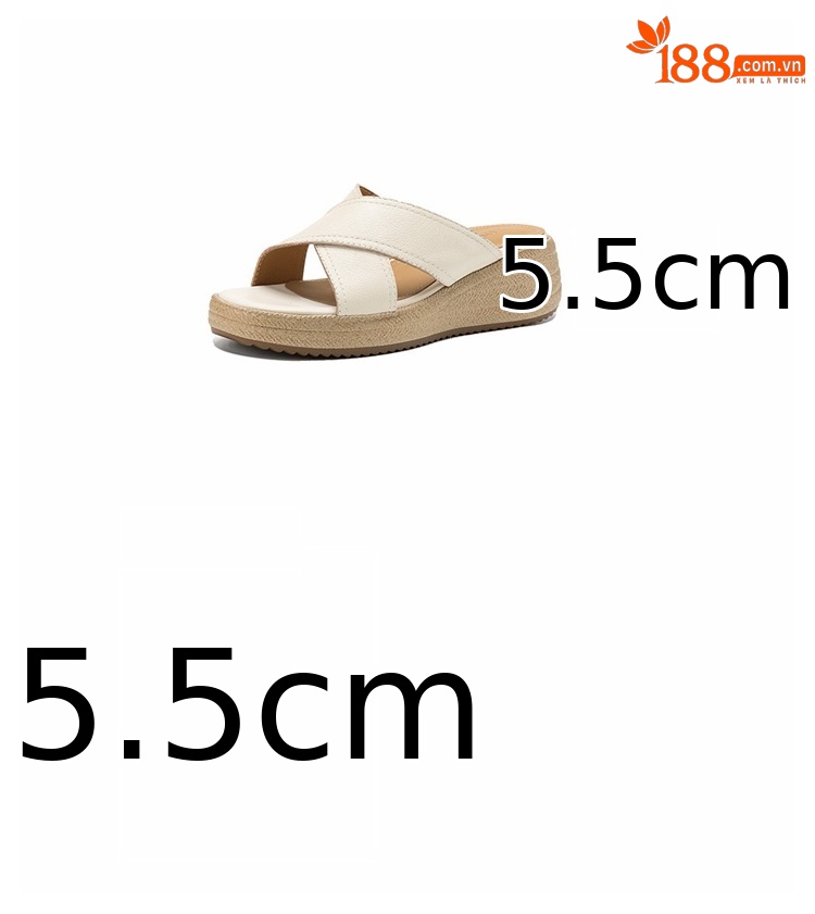 Dép sandal nữ quai chéo hở ngón đế dày da cừu — màu trắng ngà chi tiết 3