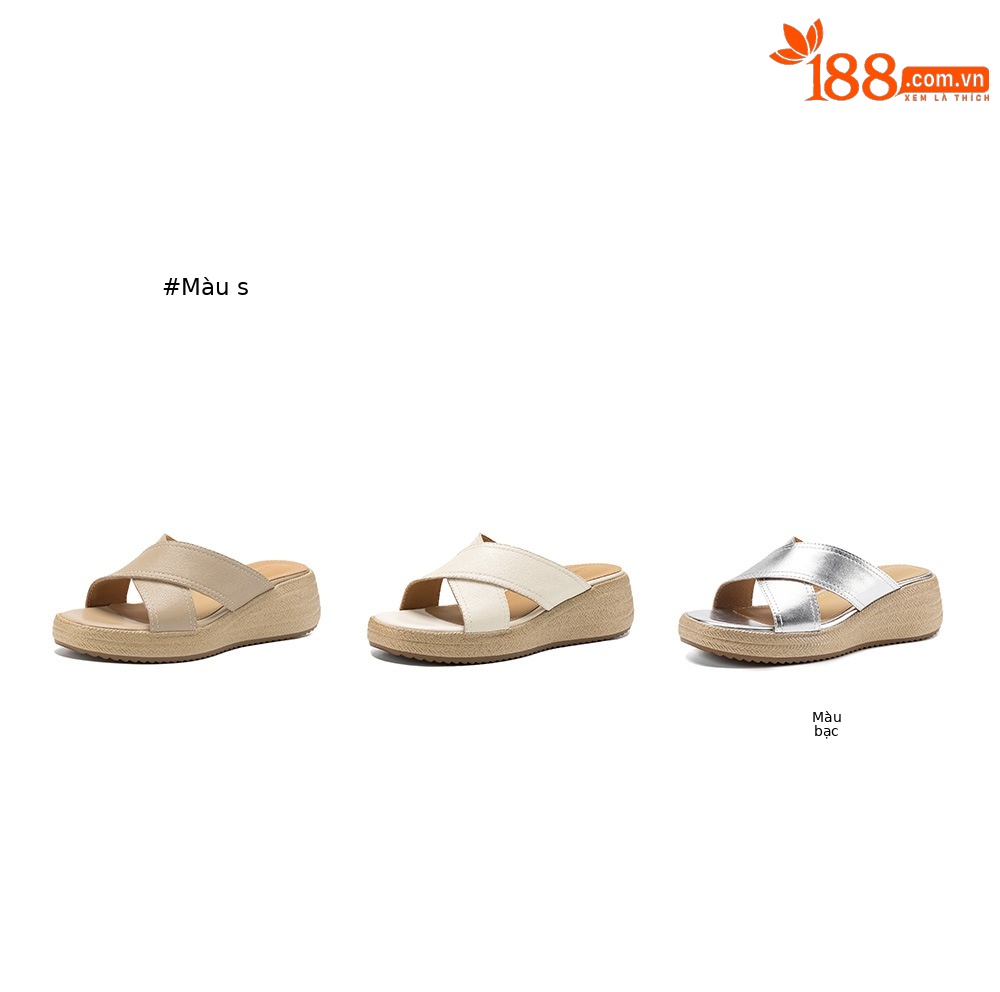 Dép sandal nữ quai chéo hở ngón đế dày da cừu — màu trắng ngà chi tiết 4