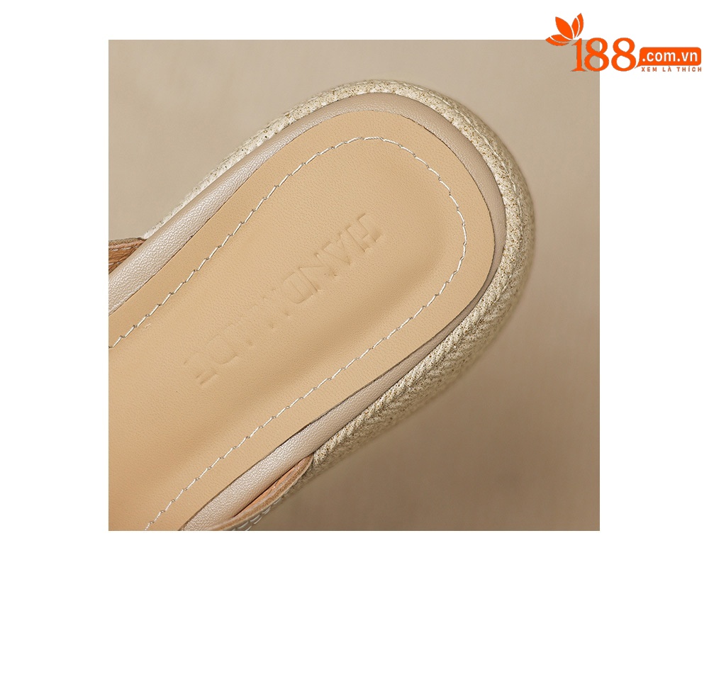 Dép sandal nữ quai chéo hở ngón đế dày da cừu — màu trắng ngà chi tiết 29