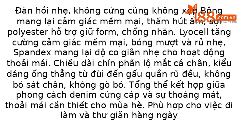 Quần tây nữ ống đứng cạp cao co giãn vải Lyocell denim dáng suông — xanh lam chi tiết 2