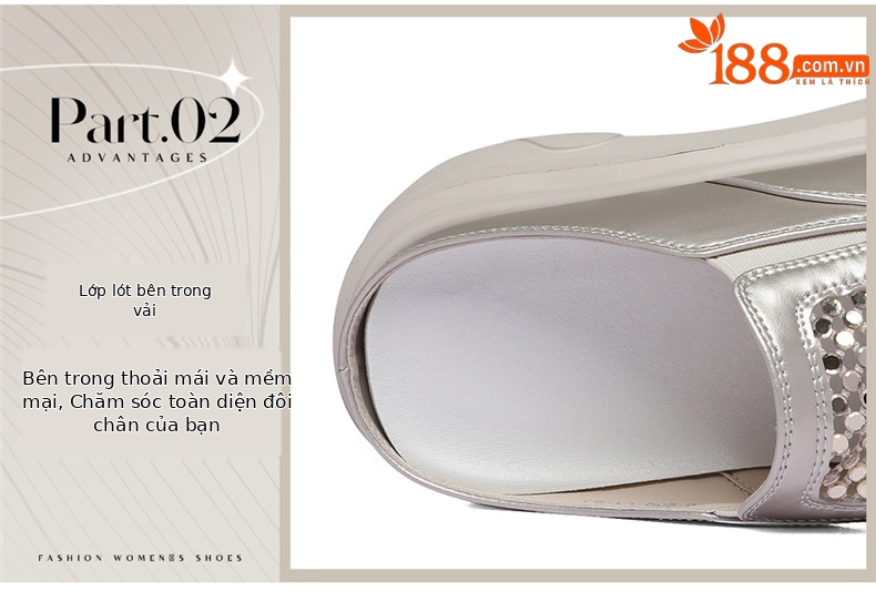 Dép sandal nữ đế dày mũi trùm lưới thoáng khí phong cách tăng chiều cao — 6153 Trắng, 6153 Vàng chi tiết 7