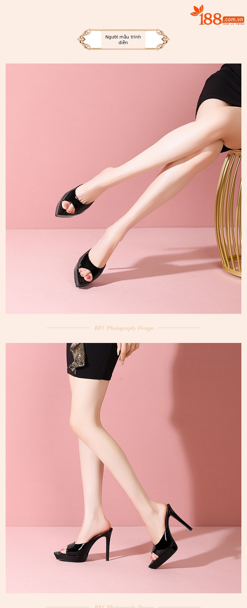Sandal cao gót nữ mũi nhọn đế platform da thật gót 12 cm — Trắng 12cm chi tiết 5