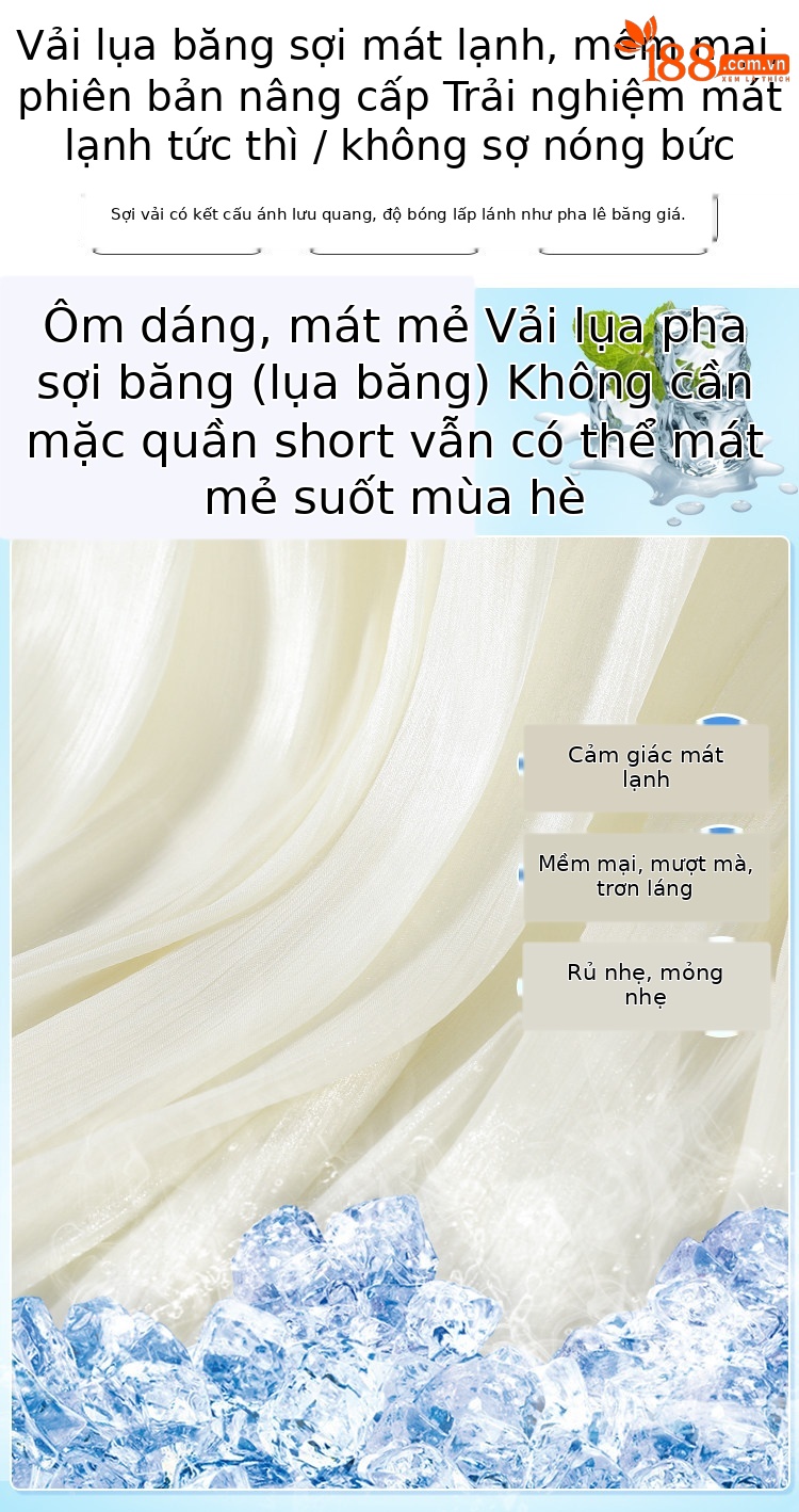 Chân váy lụa trắng nữ dáng dài xòe rộng, phong cách tiên khí — Gạo trắng mở rộng chi tiết 4
