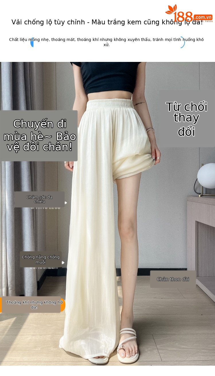 Chân váy lụa trắng nữ dáng dài xòe rộng, phong cách tiên khí — Gạo trắng mở rộng chi tiết 8