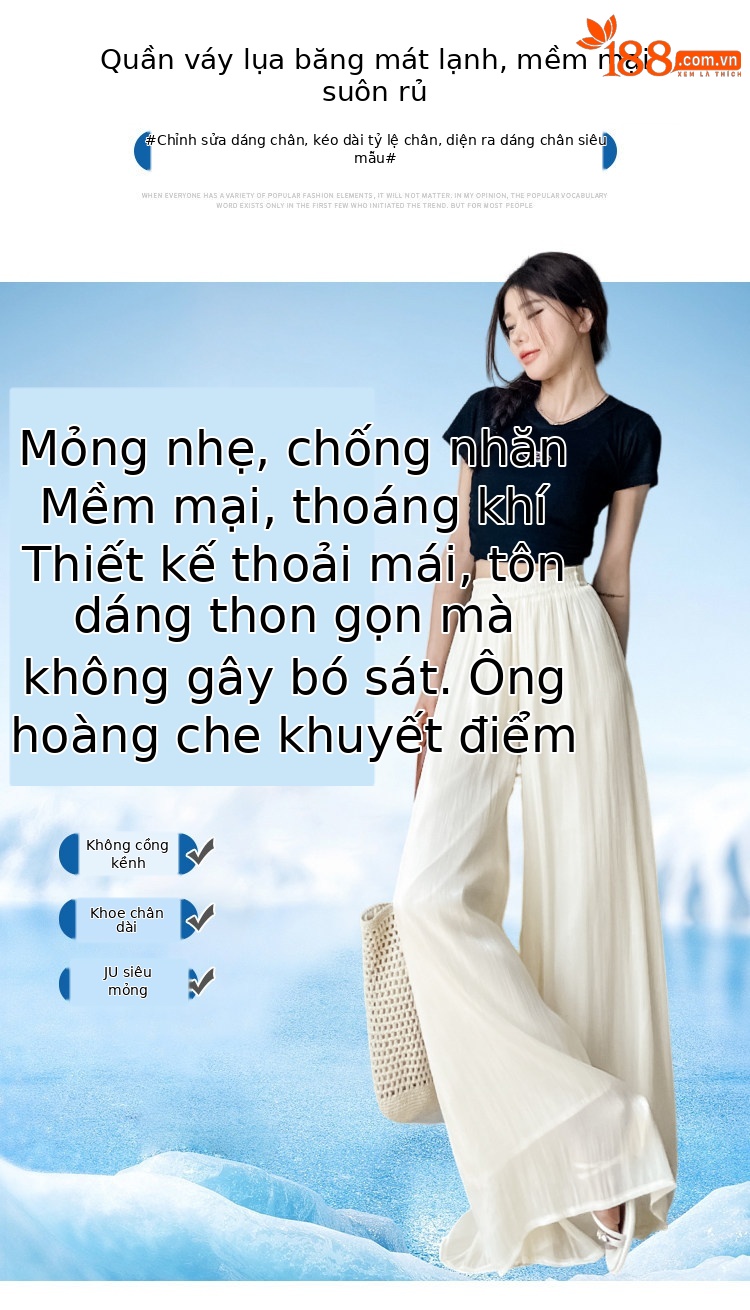 Chân váy lụa trắng nữ dáng dài xòe rộng, phong cách tiên khí — Gạo trắng mở rộng chi tiết 10
