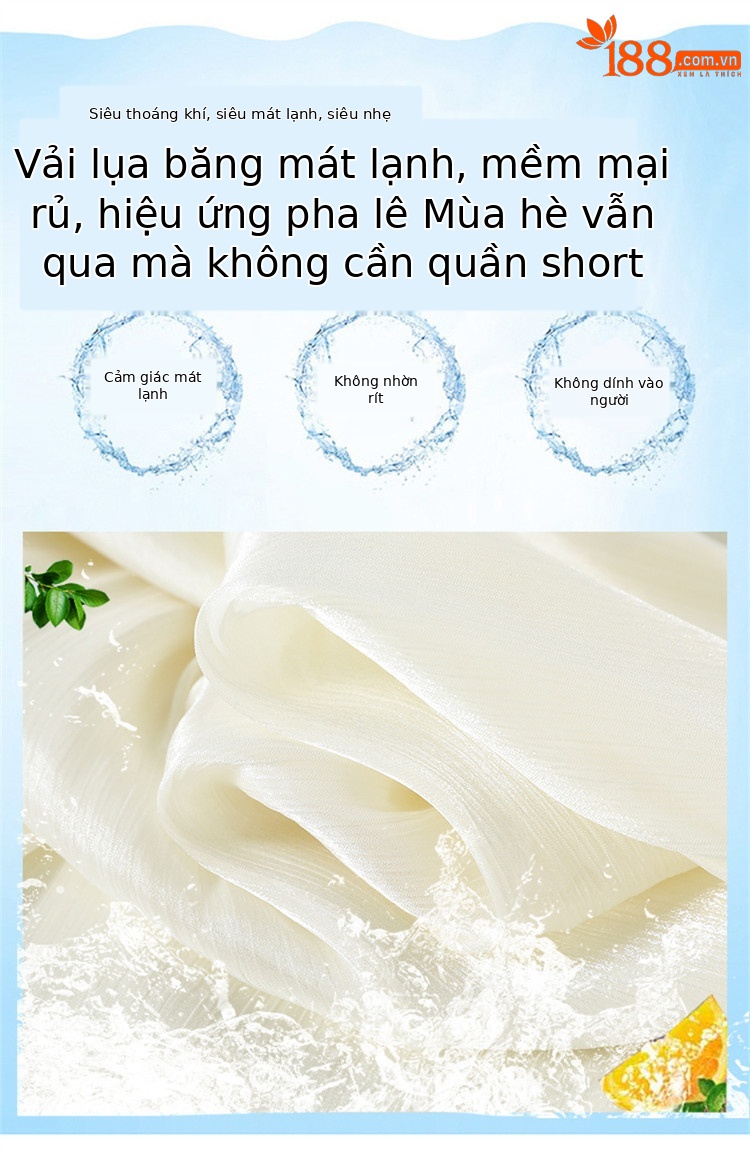 Chân váy lụa trắng nữ dáng dài xòe rộng, phong cách tiên khí — Gạo trắng mở rộng chi tiết 11