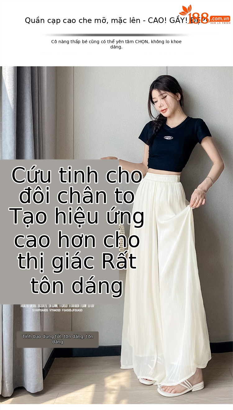 Chân váy lụa trắng nữ dáng dài xòe rộng, phong cách tiên khí — Gạo trắng mở rộng chi tiết 19