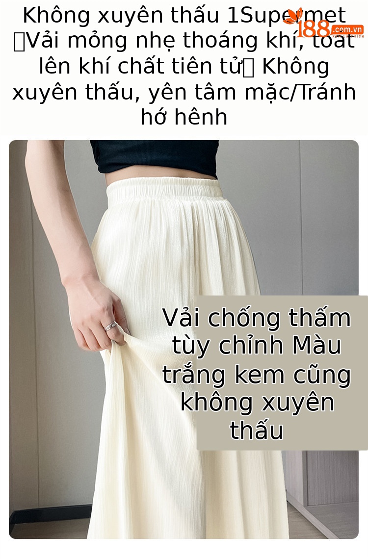 Chân váy lụa trắng nữ dáng dài xòe rộng, phong cách tiên khí — Gạo trắng mở rộng chi tiết 29
