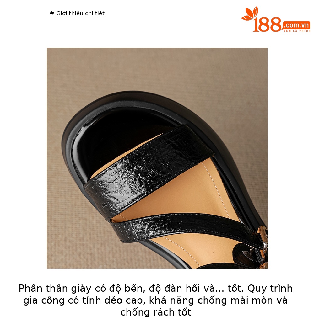 Sandal cao gót nữ hở mũi đế xuồng quai ngang khóa cài — màu đen, màu xanh hồ chi tiết 5