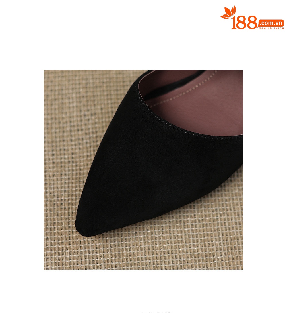 Dép sandal nữ da lộn mũi bọc quai chữ V, gót thấp, phong cách mùa hè — màu nâu chi tiết 10