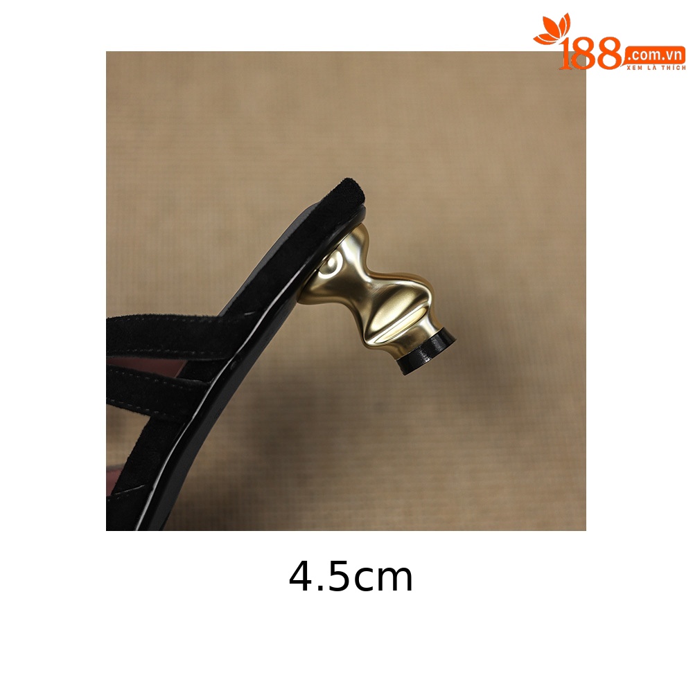 Dép sandal nữ da lộn mũi bọc quai chữ V, gót thấp, phong cách mùa hè — màu nâu chi tiết 11