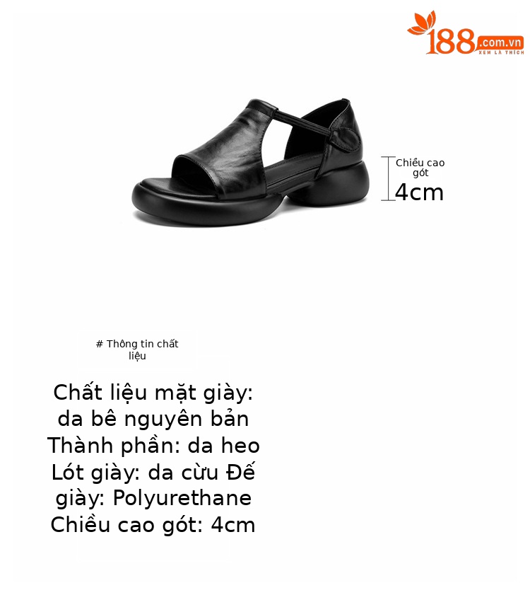 Sandal nữ quai chữ T đế dày, dán Magic Stig, form rộng thoải mái — màu nâu chi tiết 3