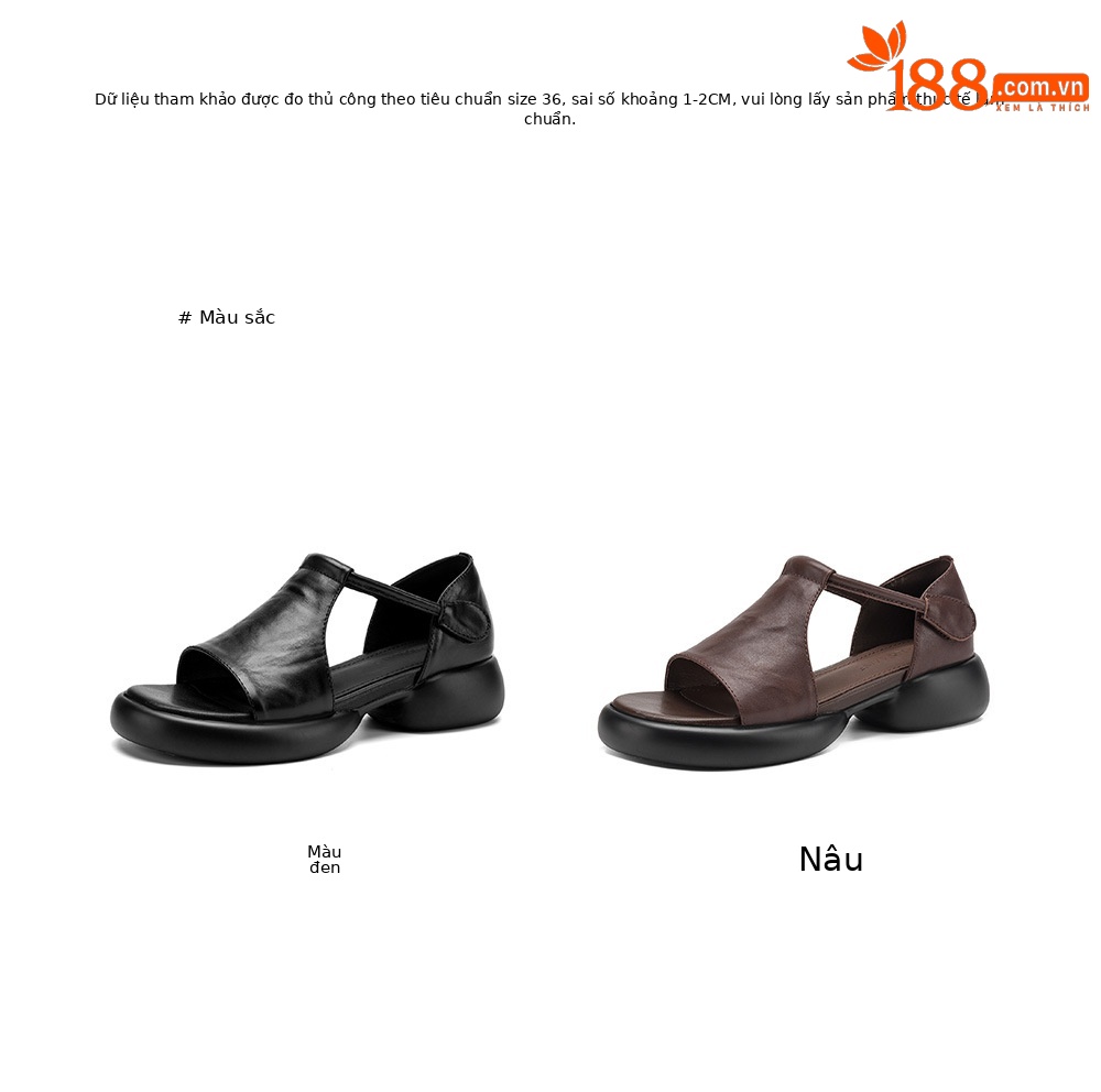 Sandal nữ quai chữ T đế dày, dán Magic Stig, form rộng thoải mái — màu nâu chi tiết 4