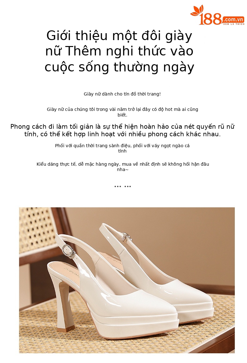 Sandal cao gót nữ mũi nhọn, gót 11 cm, đế platform, quai hở gót — Màu nude - 11cm chi tiết 2