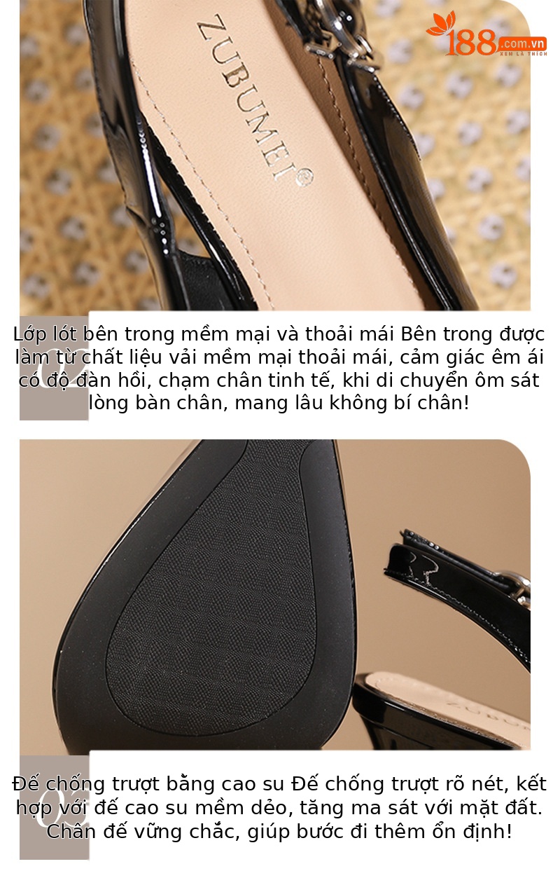 Sandal cao gót nữ mũi nhọn, gót 11 cm, đế platform, quai hở gót — Màu nude - 11cm chi tiết 4