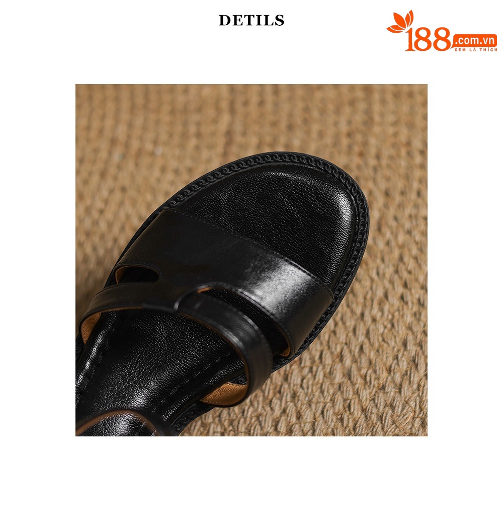 Dép sandal nữ quai chữ V đế bệt hở mũi, phong cách đi biển mùa hè — màu nâu chi tiết 24