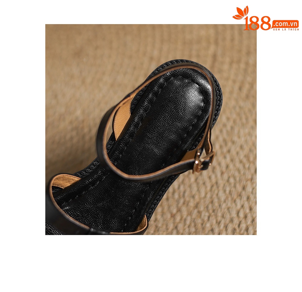 Dép sandal nữ quai chữ V đế bệt hở mũi, phong cách đi biển mùa hè — màu nâu chi tiết 25