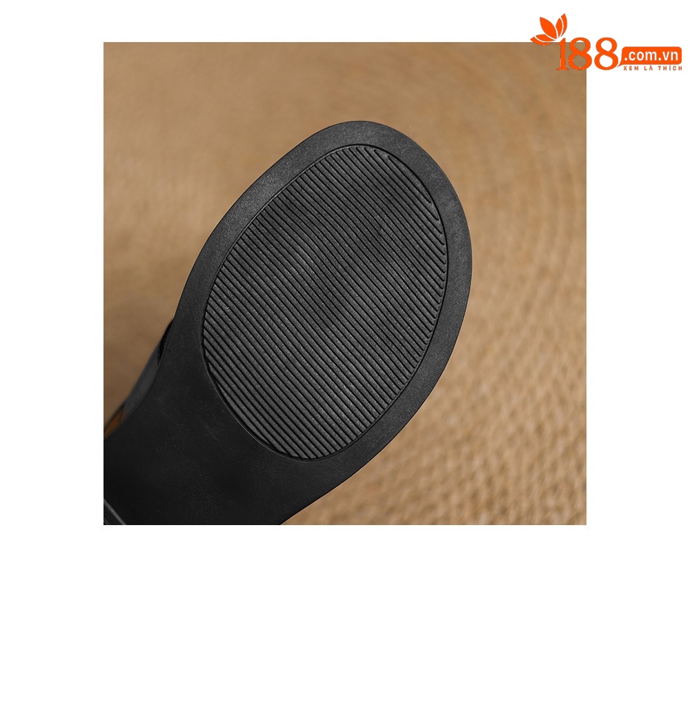 Dép sandal nữ xỏ ngón đế bệt quai ngang khóa — đen chi tiết 20