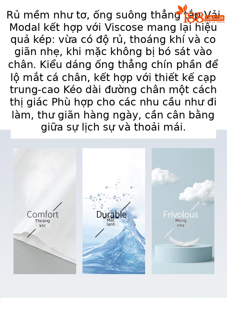 Quần culottes nữ ống rộng cạp cao vải modal co giãn dáng suông dài 9 phần — màu hồng chi tiết 2