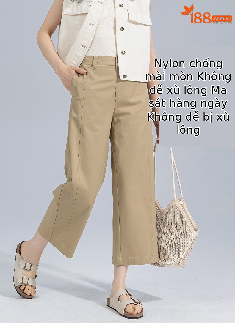 Quần culottes nữ ống rộng cạp cao vải modal co giãn dáng suông dài 9 phần — màu hồng chi tiết 15
