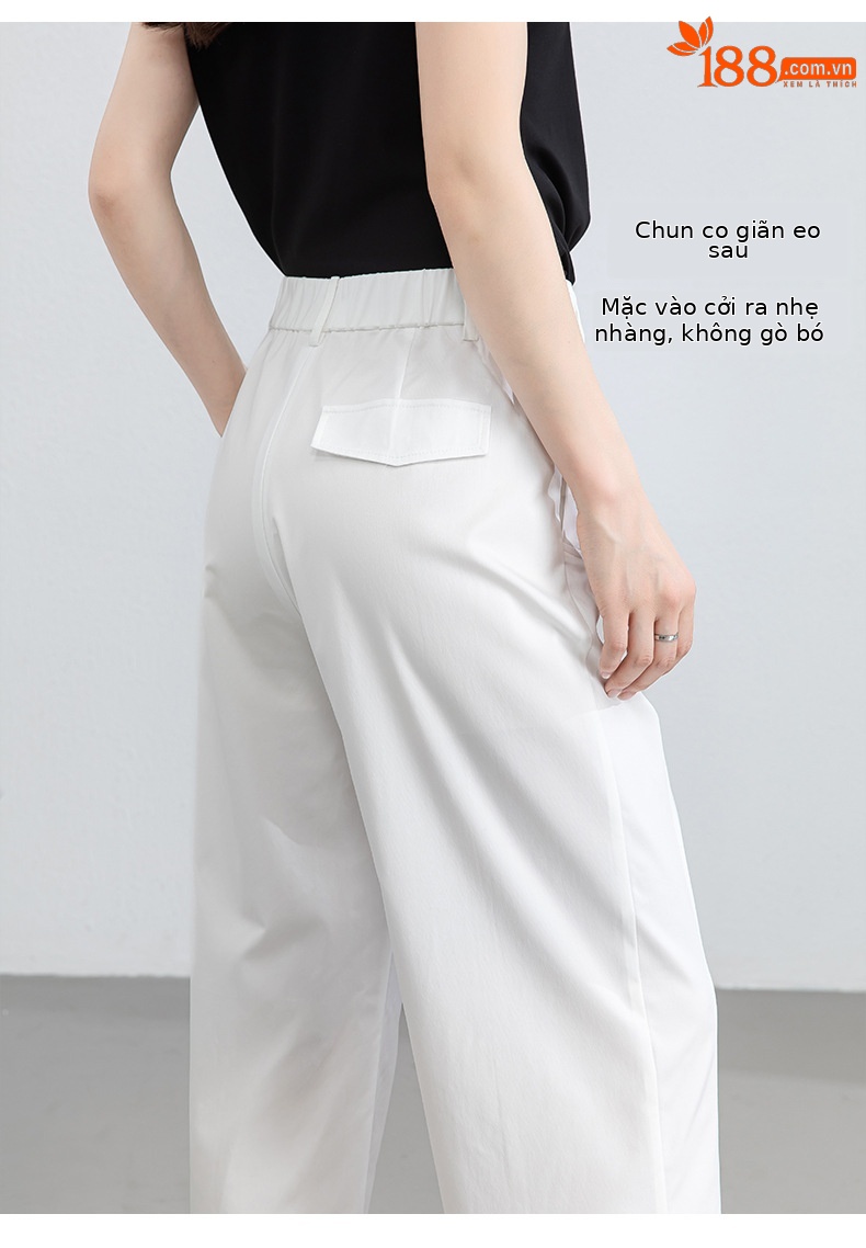 Quần culottes nữ ống rộng cạp cao vải modal co giãn dáng suông dài 9 phần — màu hồng chi tiết 17