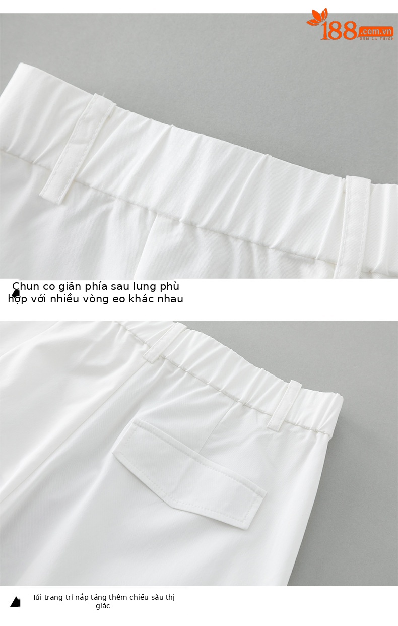 Quần culottes nữ ống rộng cạp cao vải modal co giãn dáng suông dài 9 phần — màu hồng chi tiết 20