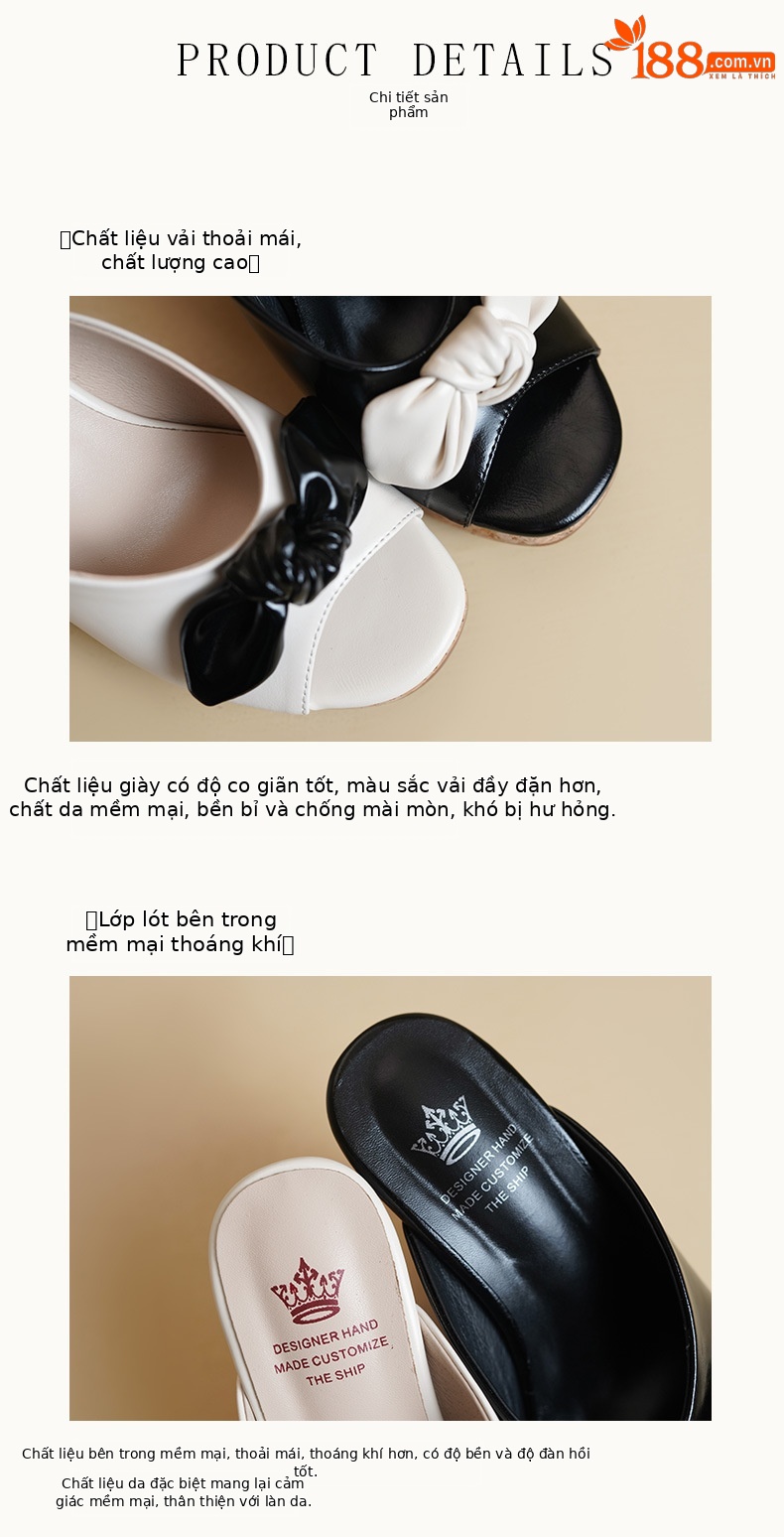 Dép sandal cao gót nữ hở mũi đế xuồng 11cm nơ bướm phong cách Hàn Quốc mùa hè — màu đen, màu trắng ngà chi tiết 7