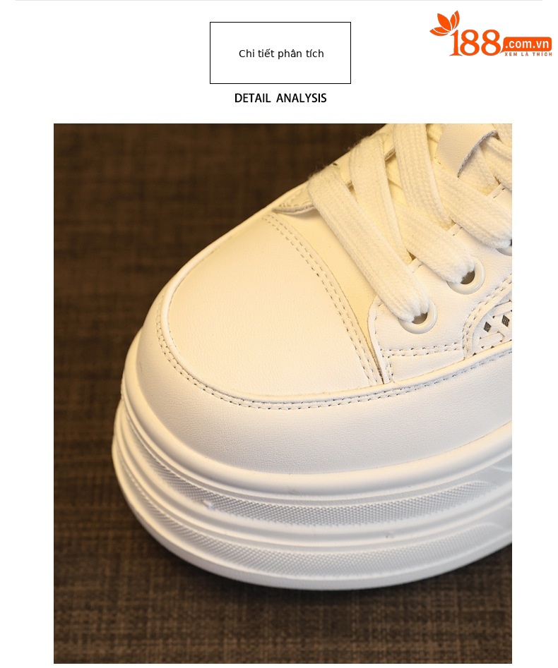 Giày sneaker nữ đế dày tăng chiều cao, phong cách basic trắng, form slip-on tiện lợi — màu trắng chi tiết 5