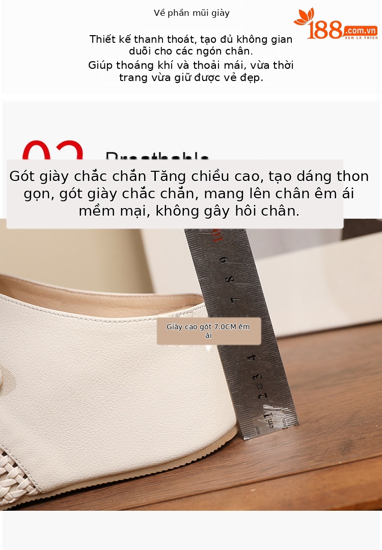 Dép sandal nữ quai chữ V đế bệt, mũi tròn thoáng khí, phong cách hè — màu trắng ngà, bạc chi tiết 6