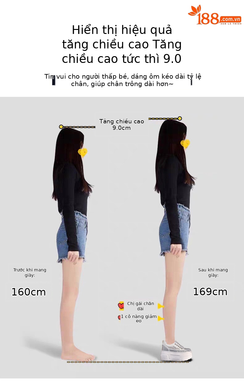 Giày sneaker nữ đế dày tăng chiều cao, phối đá rhinestone trắng, phong cách thể thao — màu trắng chi tiết 4