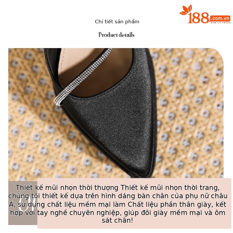 Sandal cao gót nữ mũi nhọn quai ngang đế platform gót 11 cm — Đen - 11cm chi tiết 3