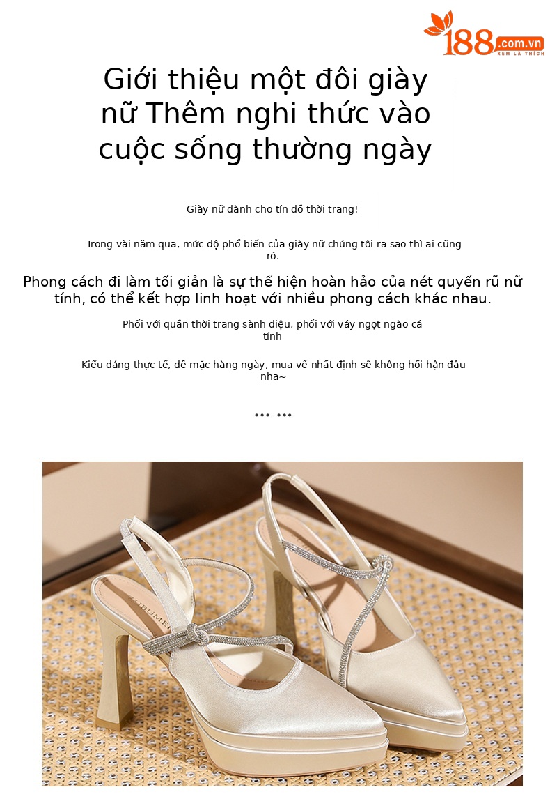 Sandal cao gót nữ mũi nhọn quai ngang đế platform gót 11 cm — Đen - 11cm chi tiết 2