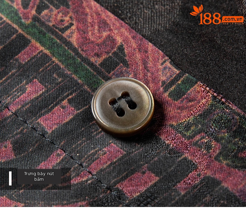 Áo sơ mi ngắn tay nam mulberry silk dáng rộng mùa hè — Da đen H187006 chi tiết 15