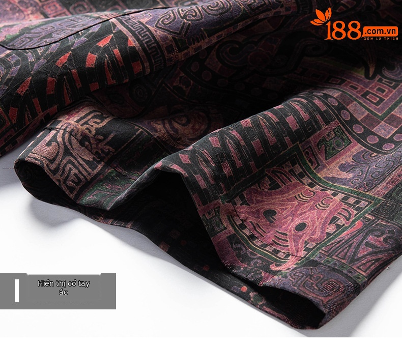 Áo sơ mi ngắn tay nam mulberry silk dáng rộng mùa hè — Da đen H187006 chi tiết 16