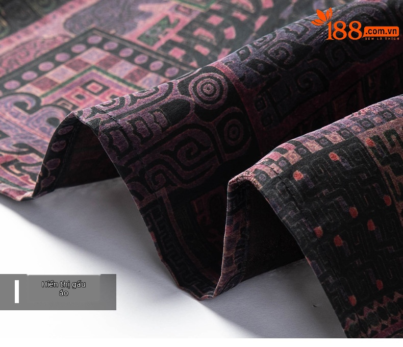 Áo sơ mi ngắn tay nam mulberry silk dáng rộng mùa hè — Da đen H187006 chi tiết 17